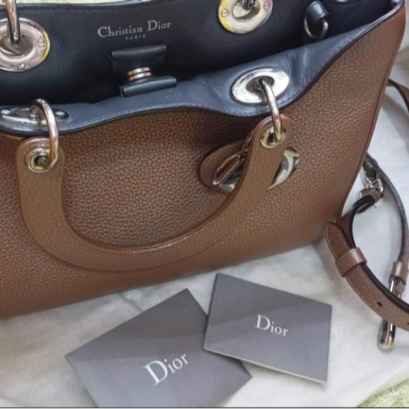 I am selling my personal Dior medium Diorrisimo bag in metallic beige. - Picture 1 of 3
